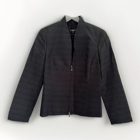 ZANELLA Made in Italy Blazer Gray Lined Zip Up Career Fitted Jacket Size 6 - Picture 11 of 11